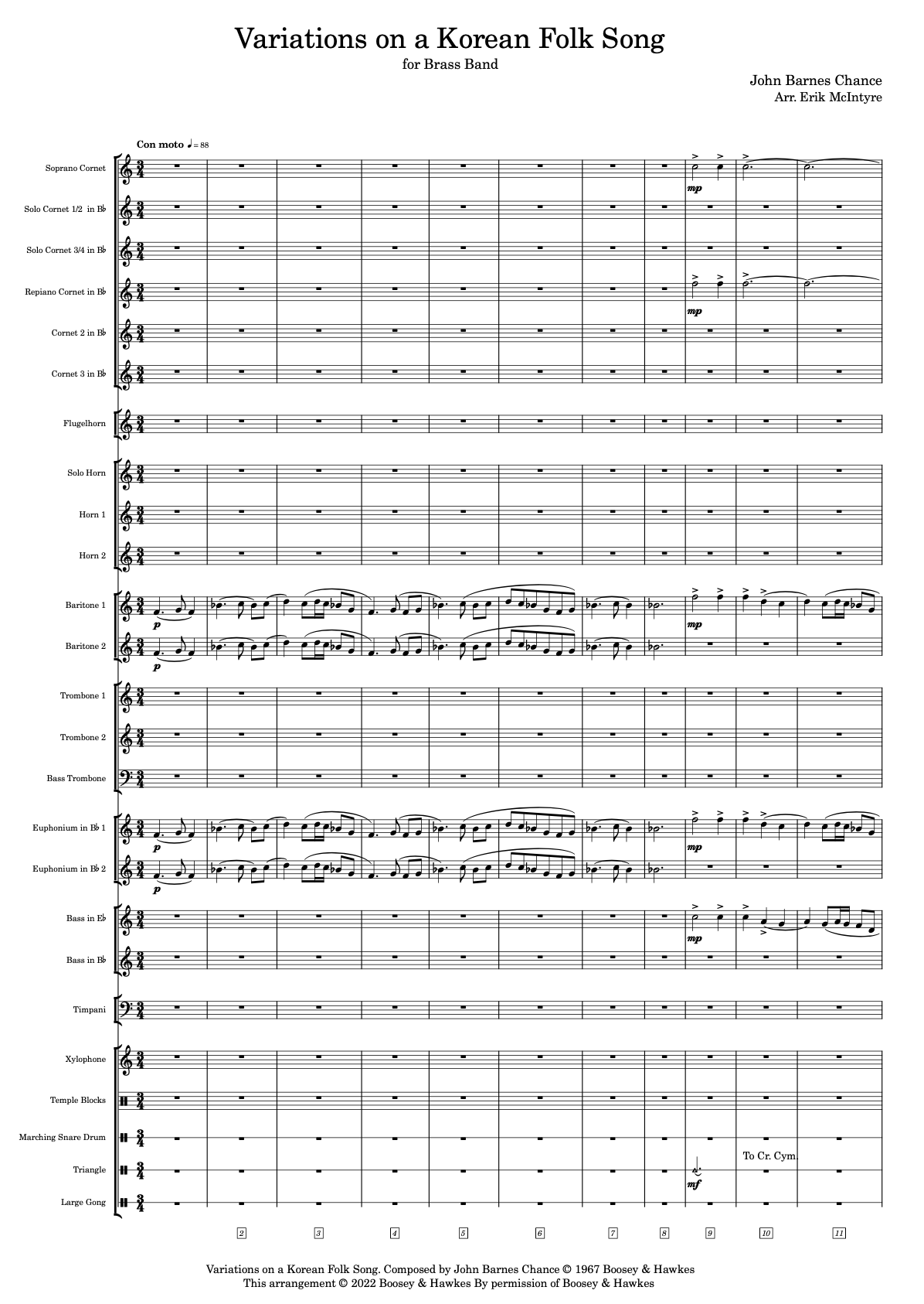 Chance: Variations on a Korean Folk Song - Brass Band