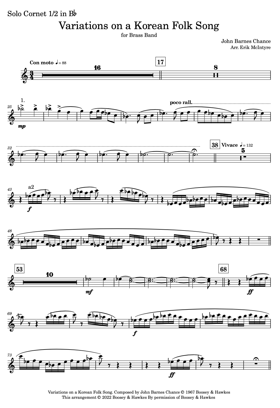 Chance: Variations on a Korean Folk Song - Brass Band