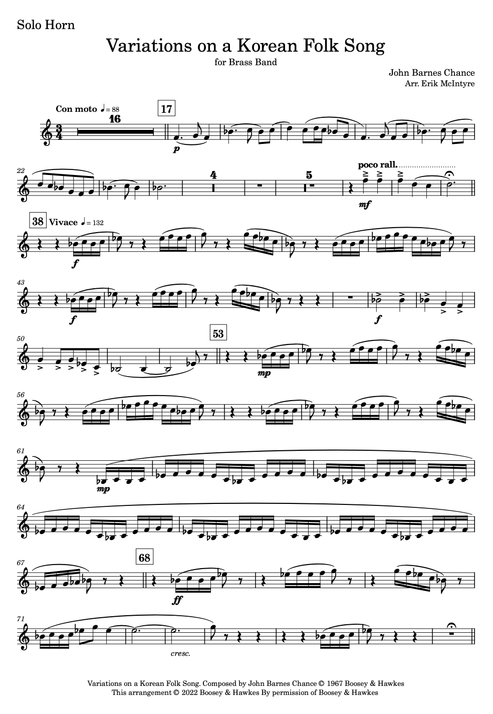 Chance: Variations on a Korean Folk Song - Brass Band