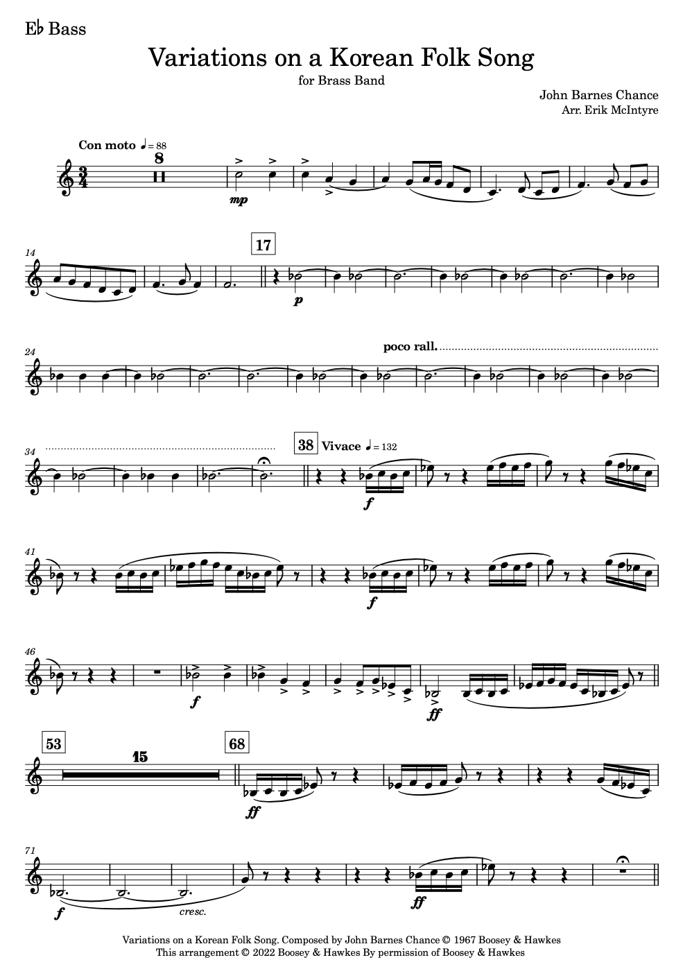 Chance: Variations on a Korean Folk Song - Brass Band